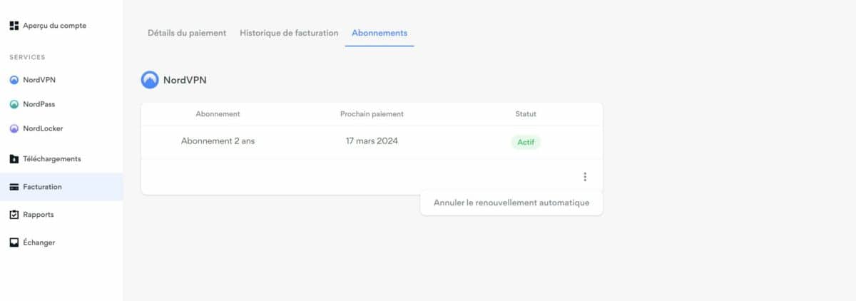 résilier NordVPN 